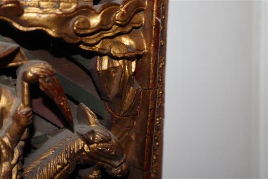 A 19th century Chinese gilt lacquered wood panel